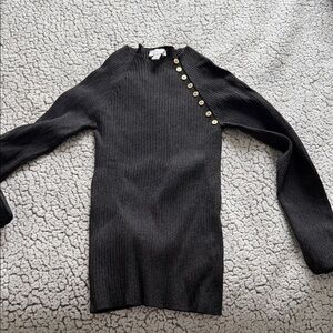 Topshop Charcoal Knit with Gold Buttons